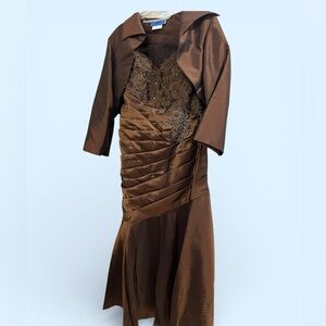 Elegant Brown Mother of the Bride Evening Dress